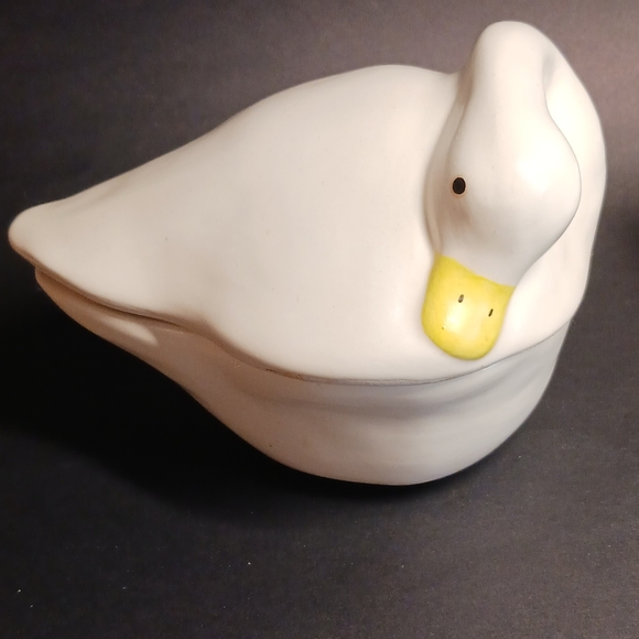 Vintage Ceramic Figural Geese Sugar bowl Creamer with Yellow Beak, 1980s - Picture 2 of 11